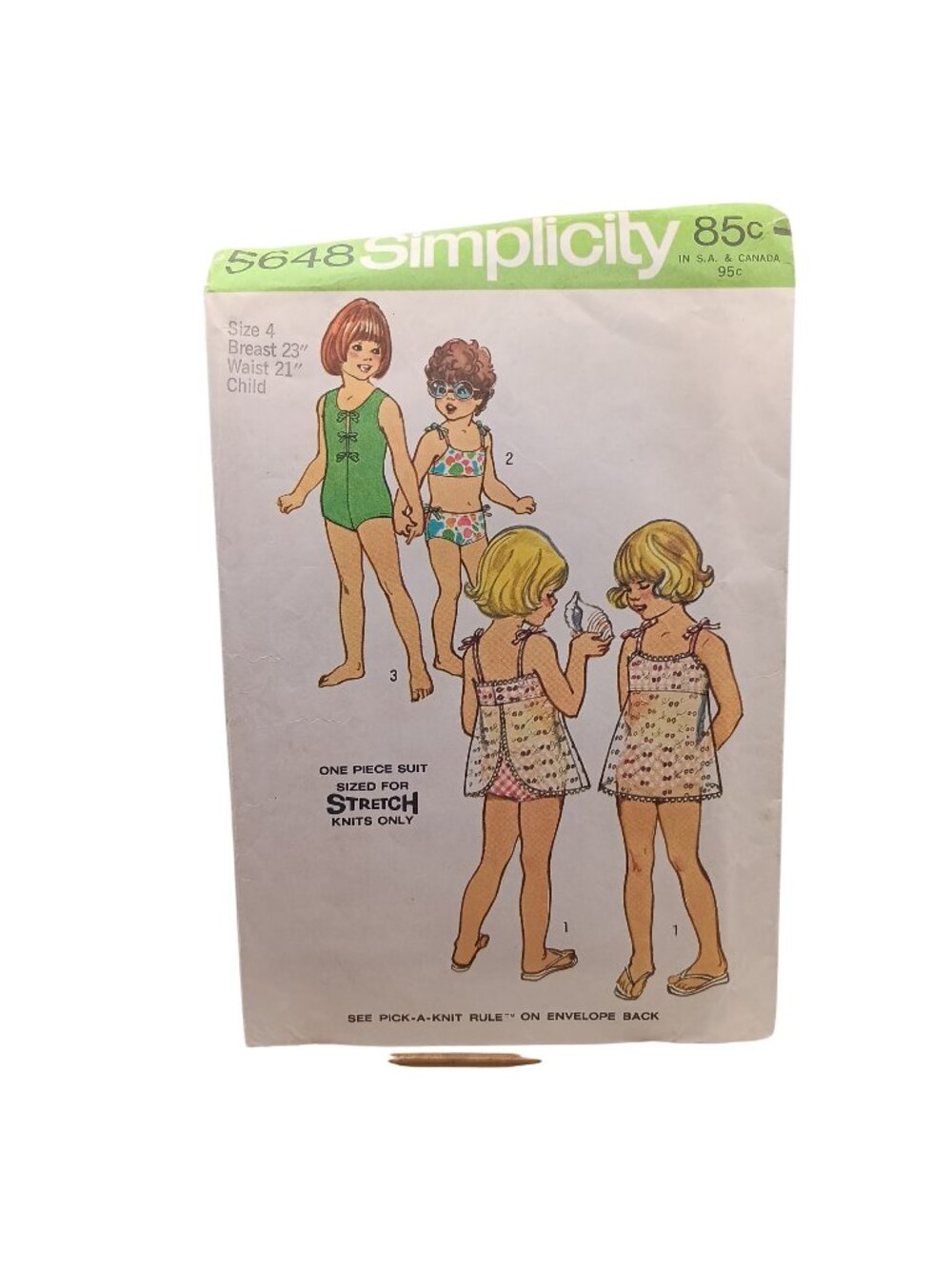 Simplicity 5648 Childs Bathing Suit Sewing Pattern Size 4 10 Pieces Stretch Knit